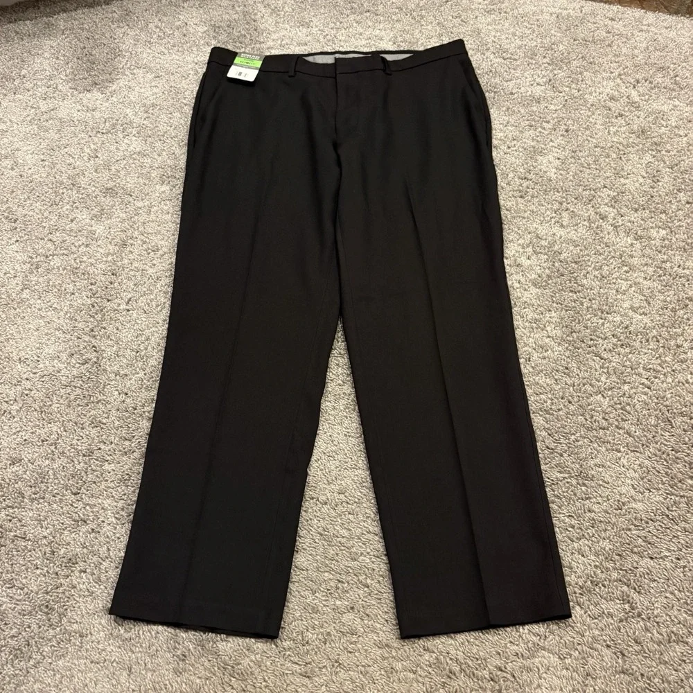NEW HAGGARD MEN'S SUPER FLEX WAIST BAND GOLF / DRESS PANTS BLACK 38x30 HD70008